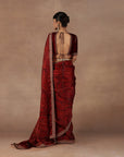 Red Jamawar Saree Set