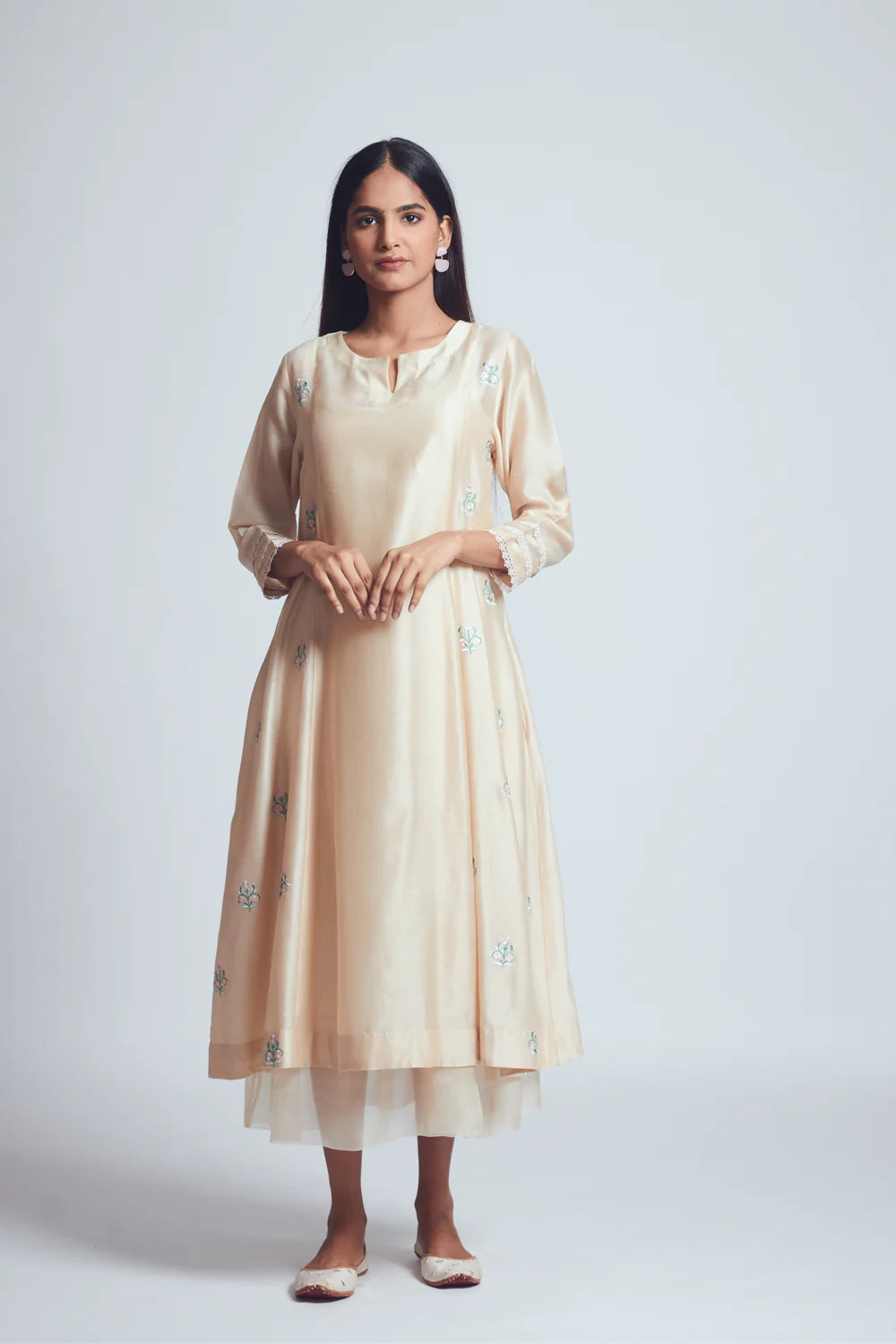 Amna Daisy Ivory Twin Layer Summer Dress - Ready to Ship