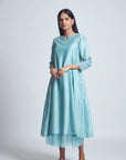Amna- Teal Blue Twin Layer Summer Dress- Ready to Ship