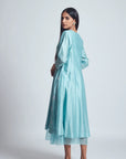 Amna- Teal Blue Twin Layer Summer Dress- Ready to Ship