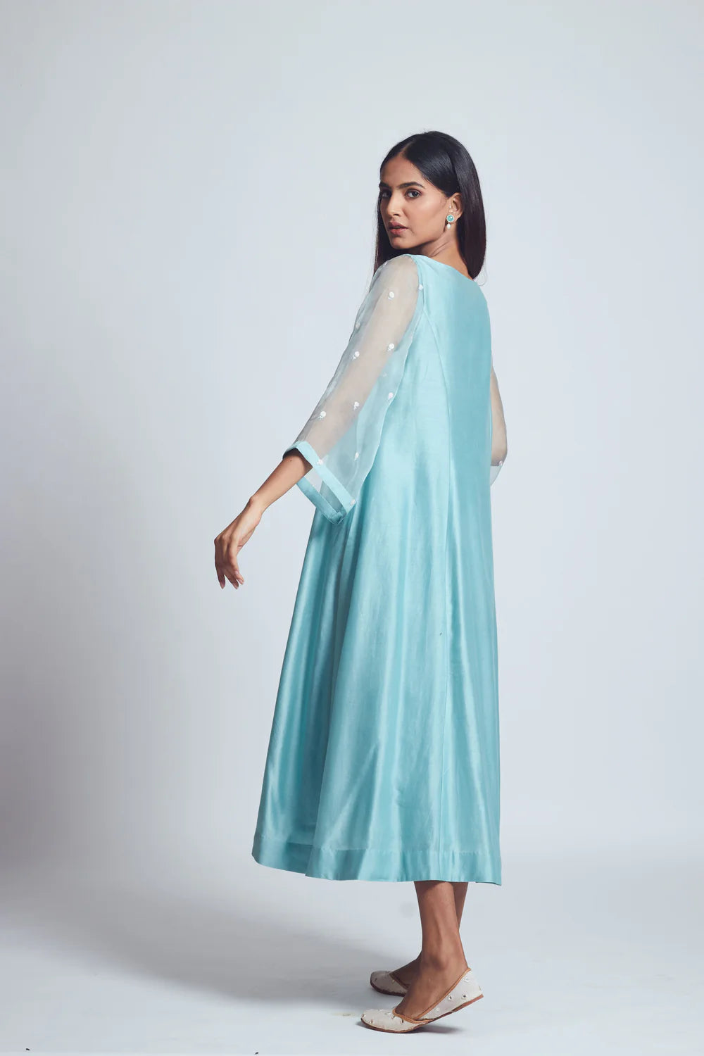 Aysa- Teal Blue Princess Cut Style Summer Dress- Ready to Ship