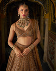 Copper Gold Crystal Lehenga Set