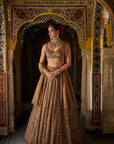 Copper Gold Crystal Lehenga Set