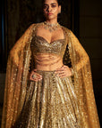 Gold Crystal Lehenga Set