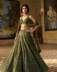 Moss Green Sequin Lehenga Set