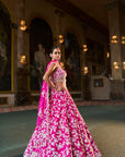 Fuchsia Pink Thread Work Lehenga Set