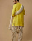 Yellow Silk Gota Embroidered Kurta Set