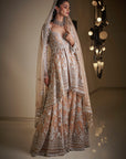 Nude Silver Jacket Sharara Set