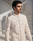 Cream Thread Work Sherwani Set