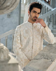 Nude Cut Work Sherwani Set