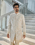 Nude Cut Work Sherwani Set