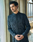 Charcoal Thread Work Sherwani Set