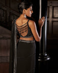 Black Draped Georgette Saree