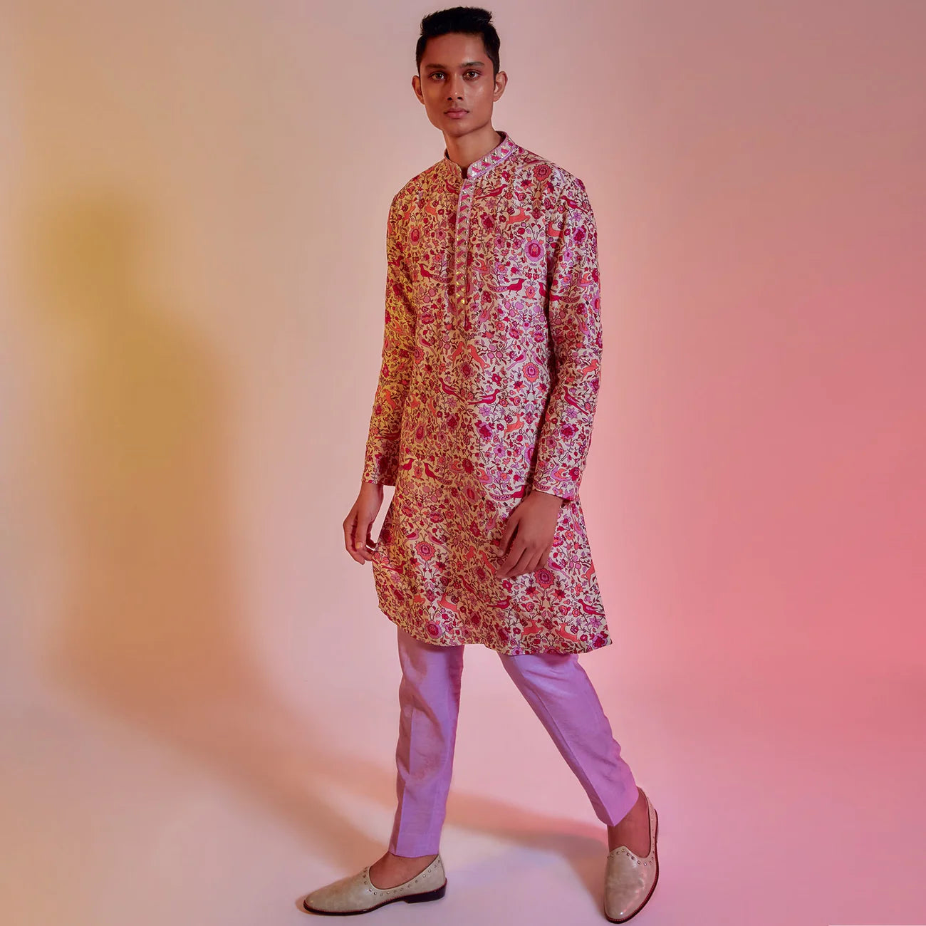 Kurta With Embellished Collar and Pants - Ready To Ship