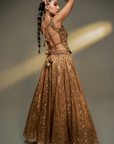 Copper Gold Corset Lehenga Set