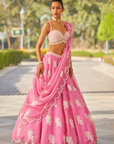 Pink Flower Lehenga Set - Ready to Ship