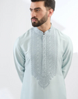 Sky Blue Silk Dori Embroidered Kurta Set - Ready to Ship
