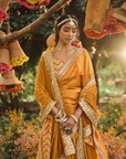 Mustard Organza Silk Saree With Embellished Blouse - Ready to Ship