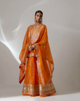 Orange Sharara Set with Hand Embroidery