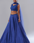 Blue Dupion Hand Embellished Lehenga Set - Ready to Ship