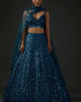 Cobalt Blue Net Sequins Embroidered Lehenga Set - Ready to Ship