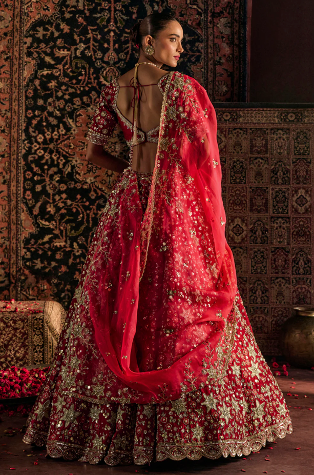 Red Munira Bridal Lehenga Set