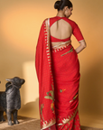 Red Tropical Amber Arches Saree