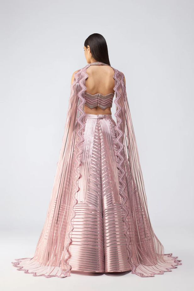 Metallic Scale Halter And Skirt