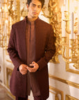 Wine Open Sherwani Set