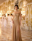 Off Shoulder Gold Gown