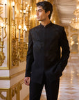 Black Embroidered Bandhgala Set
