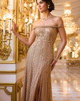 Off Shoulder Gold Gown