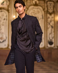 Navy Open Sherwani Set