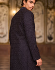 Navy Open Sherwani Set