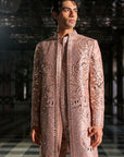 Rose Gold Mirror Work Sherwani Set