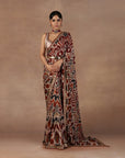 Taupe - Multihued Ikat Saree Set