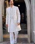 Cream Open Sherwani Set