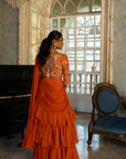Burnt Orange 3 Layer Sari Set