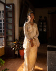 Ivory Soothing Floral Peplum Sari Set