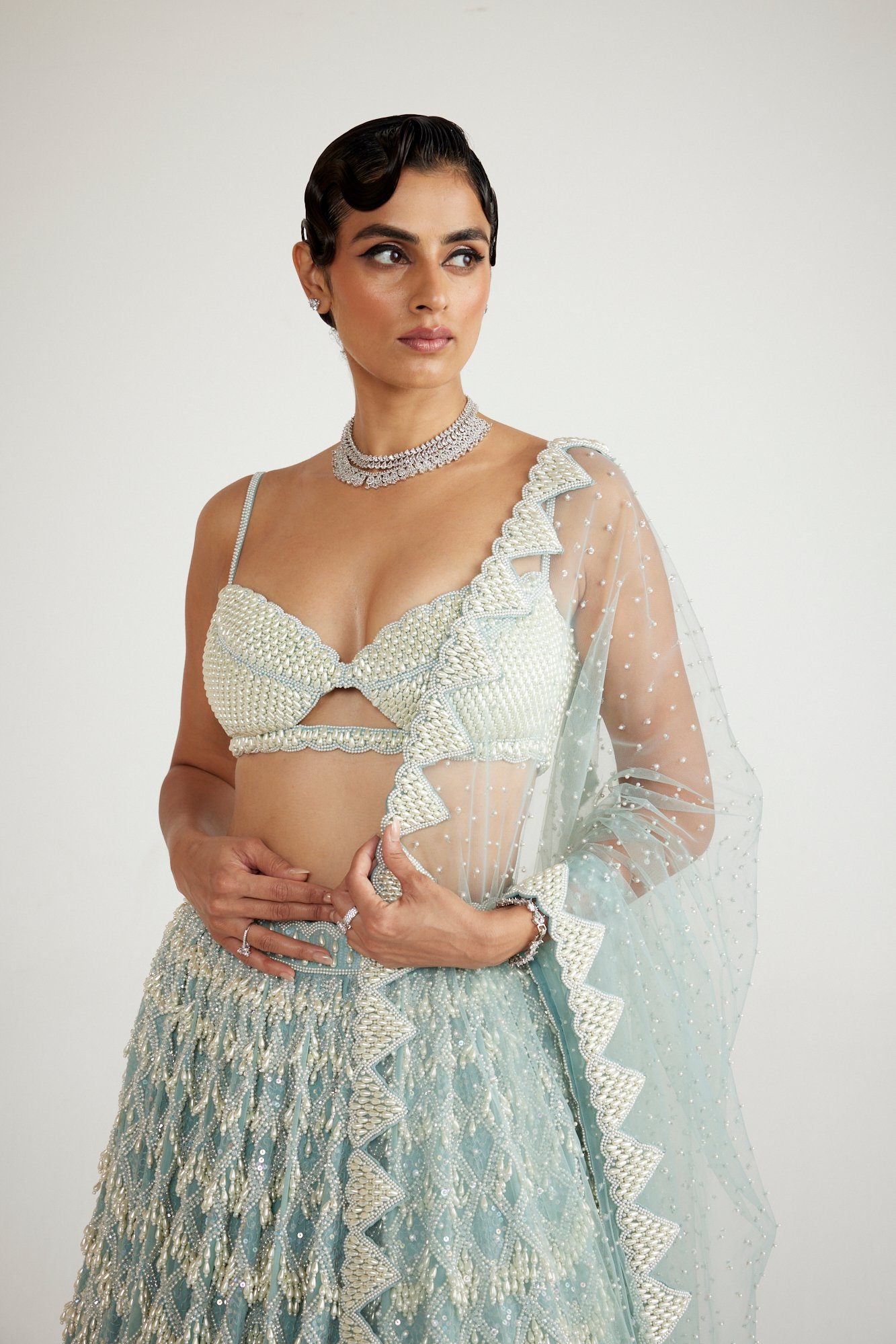 Powder Blue Chandelier Lehenga Set main image 0