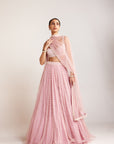 Powder Pink Dense Pearl Lehenga Set
