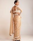 Beige Chandelier Drop Pre-Draped Saree Set