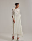 Off White Pearl Drop Kaftaan Set