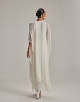 Off White Pearl Drop Kaftaan Set