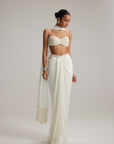 Off White Satin Draped Skirt Set