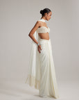 Off White Satin Draped Skirt Set