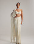 Pearl White Dense Drop Draped Skirt Set