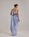 Dew Blue Satin Draped Saree Set