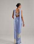 Dew Blue Satin Draped Skirt Set