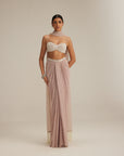 Ash Pink Pearl Scattered Draped Skirt Set